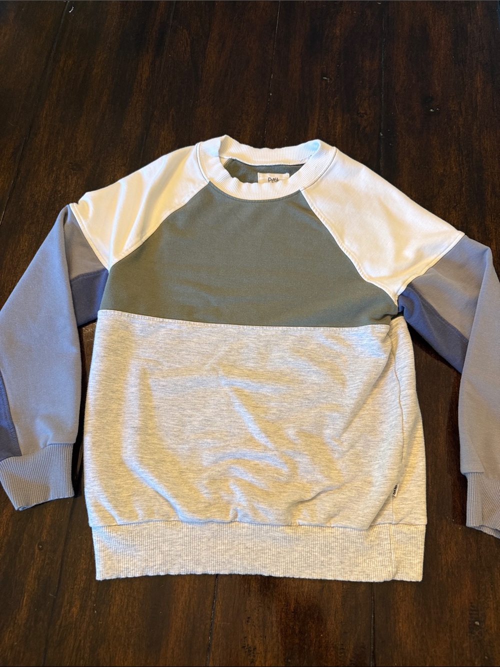 Little Sleepies Colorblock Crewneck Sweater - White, Gray, Blue